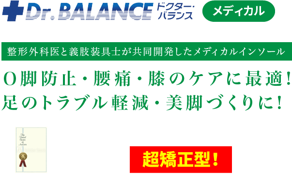 整形外科医と義肢装具士が共同開発したメディカルインソール　Ｏ脚防止・腰痛・膝のケアに最適!足のトラブル軽減・美脚づくりに!